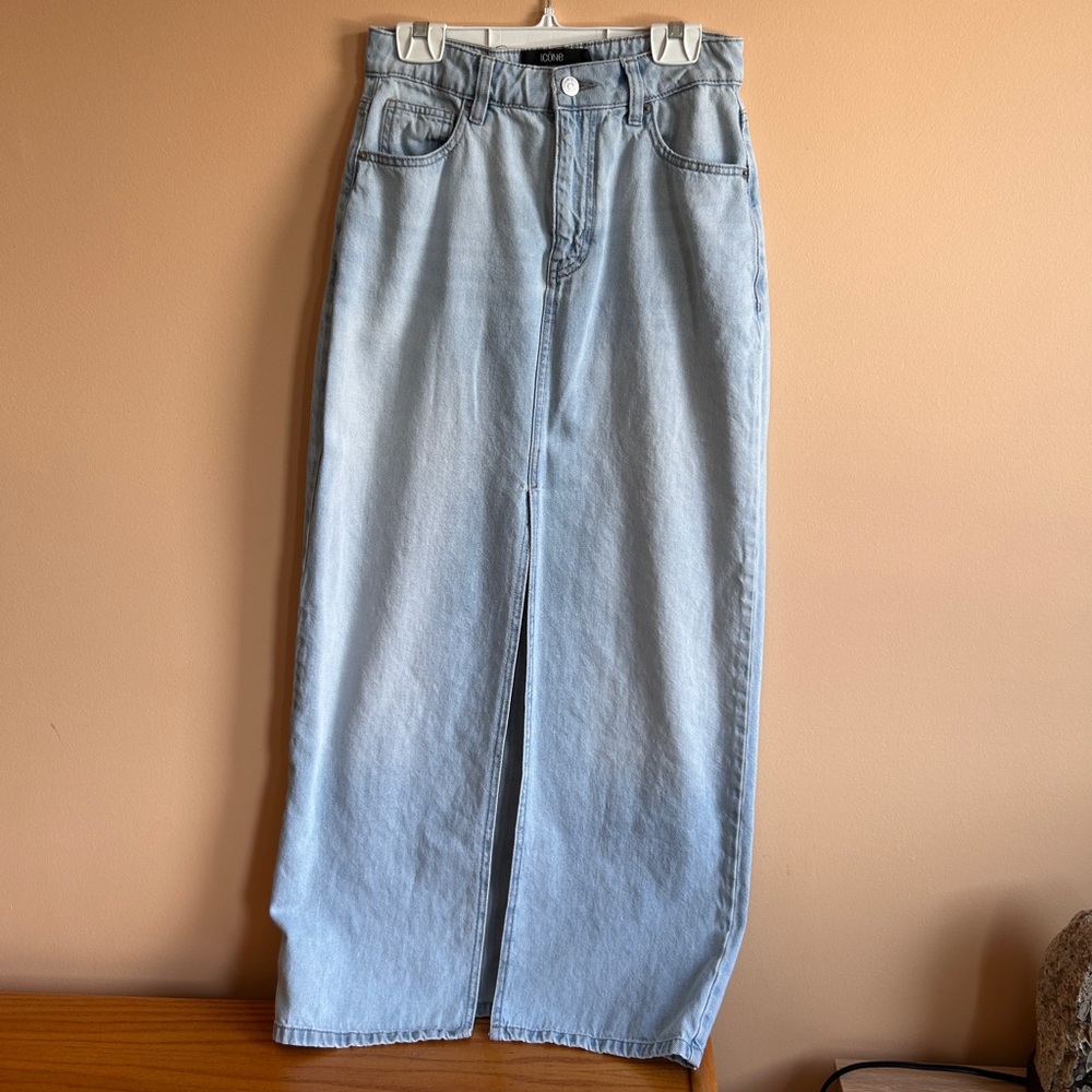 Simons Light Blue Denim Maxi Skirt